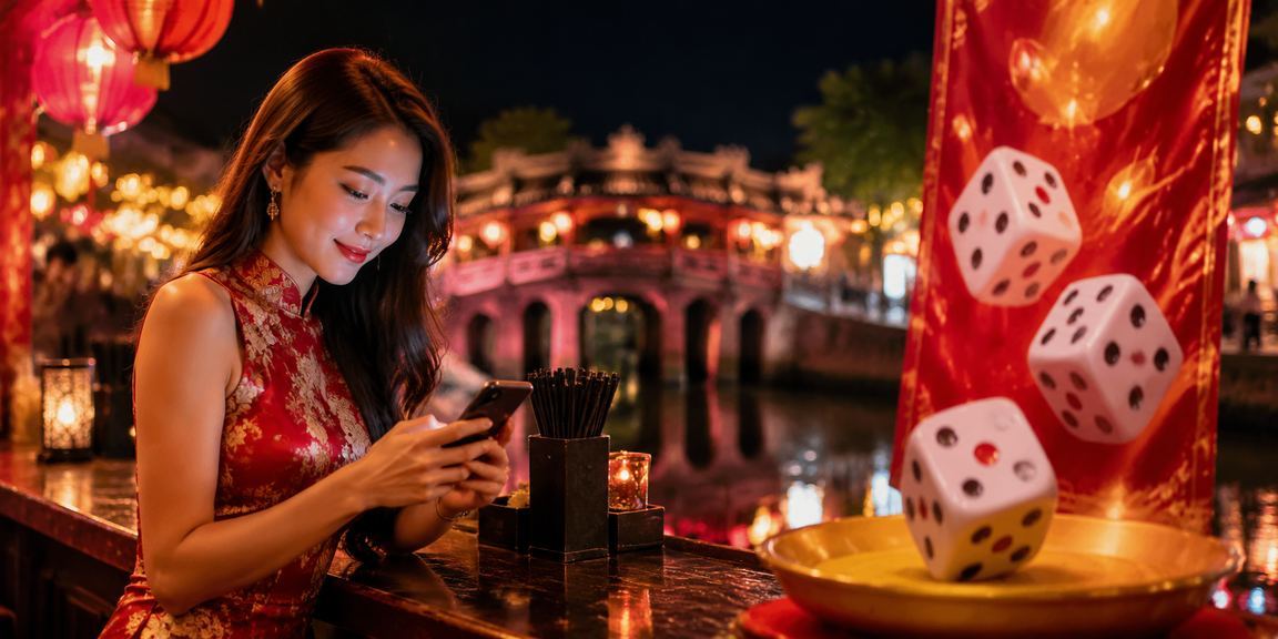 Khung cảnh đăng ký trải nghiệm game dân gian tại Hội An về đêm